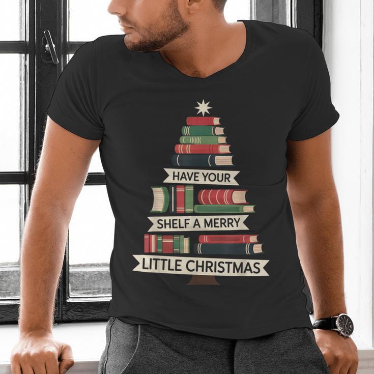 Book Merry Little Christmas Tree Holiday Men's V-Neck T-Shirt Book Merry Little Christmas Tree Holiday Men's V-Neck T-Shirt