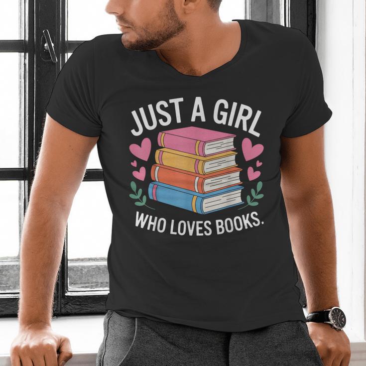 Book Nerd Just A Girl Who Loves Books Literary Enthusiast Men's V-Neck T-Shirt Book Nerd Just A Girl Who Loves Books Literary Enthusiast Men's V-Neck T-Shirt
