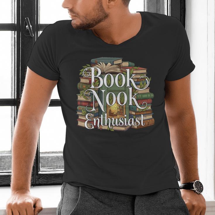 Book Nook Enthusiast Cozy Library Reader Collector Men's V-Neck T-Shirt