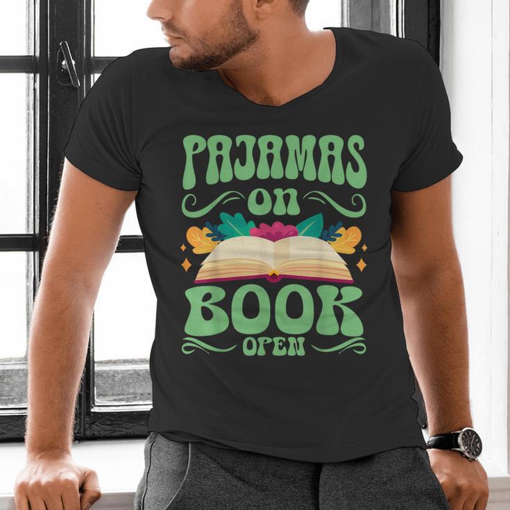 Book And Pajama Pajamas On Book Open Men's V-Neck T-Shirt
