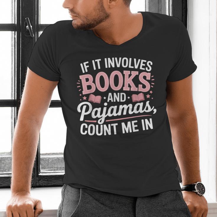 Book And Pajamas Humorous Book Lover Reading Bedtime Men's V-Neck T-Shirt