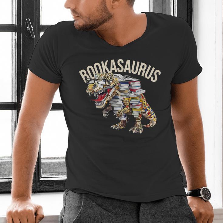 Book Reading Dinosaur T-Rex Dino Bookworm Men's V-Neck T-Shirt
