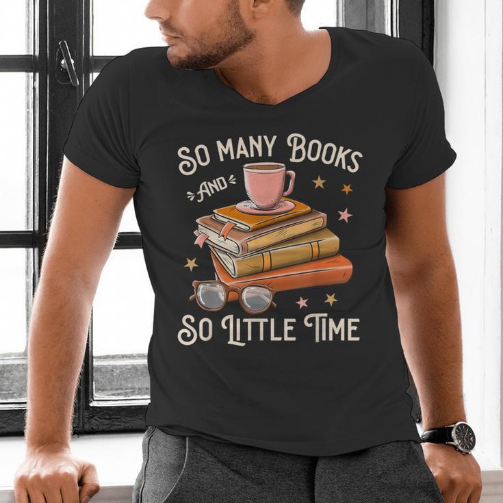 Book Reading Kafee Librarian Vele Books And Little Time Men's V-Neck T-Shirt