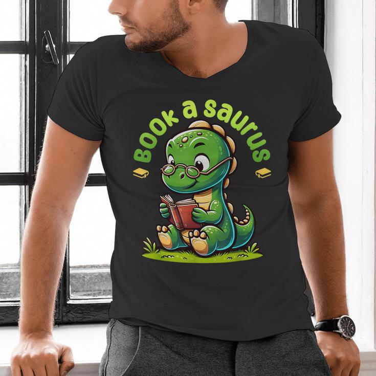 Book A Saurus Bookasaurus Dinosaur Book Girls Boys Toddler Men's V-Neck T-Shirt