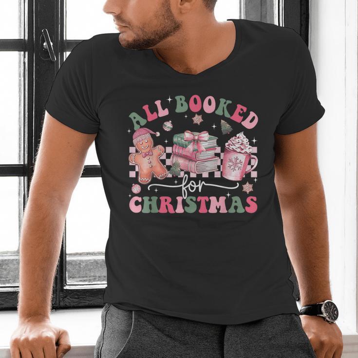 All Booked For Christmas Book Coffee Latte Gingerbread Men's V-Neck T-Shirt All Booked For Christmas Book Coffee Latte Gingerbread Men's V-Neck T-Shirt