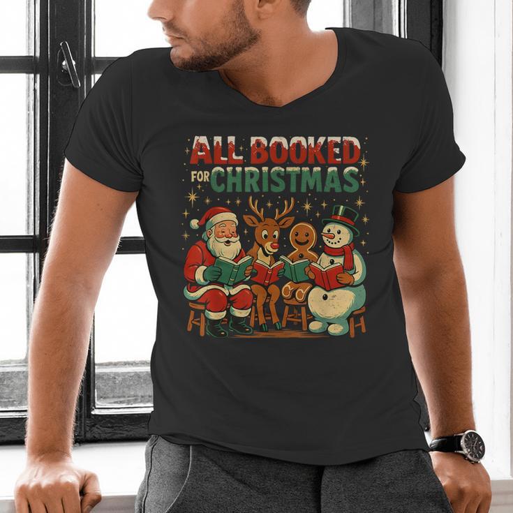 All Booked For Christmas Book Lover Men's V-Neck T-Shirt