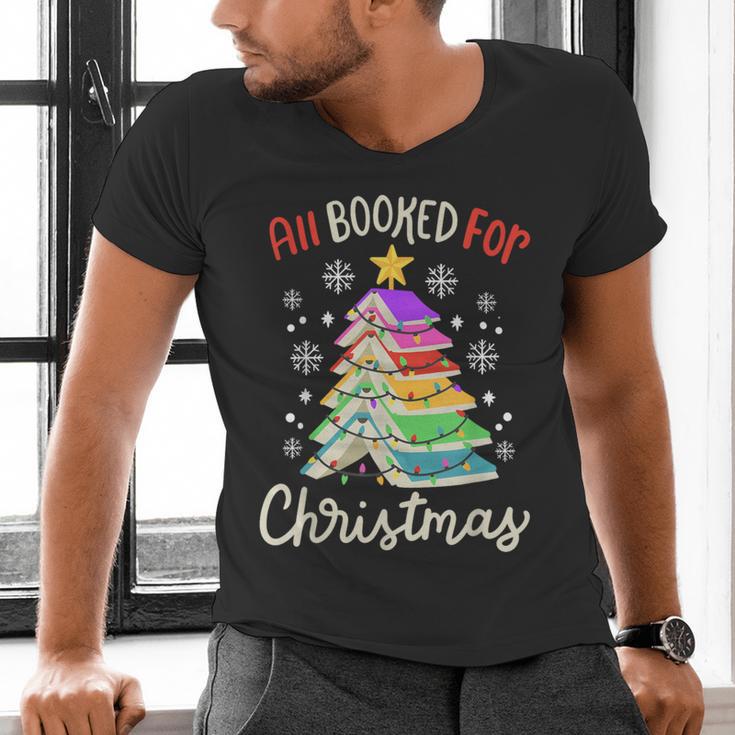 All Booked For Christmas Book Lovers Xmas Tree Women Men's V-Neck T-Shirt