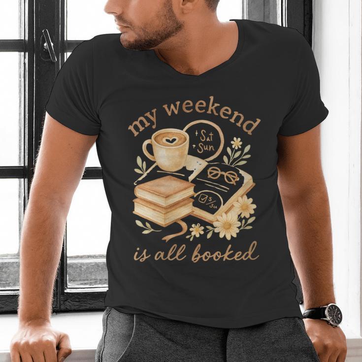 My Weekend Is All Booked Cozy Book Lover Reading Men's V-Neck T-Shirt