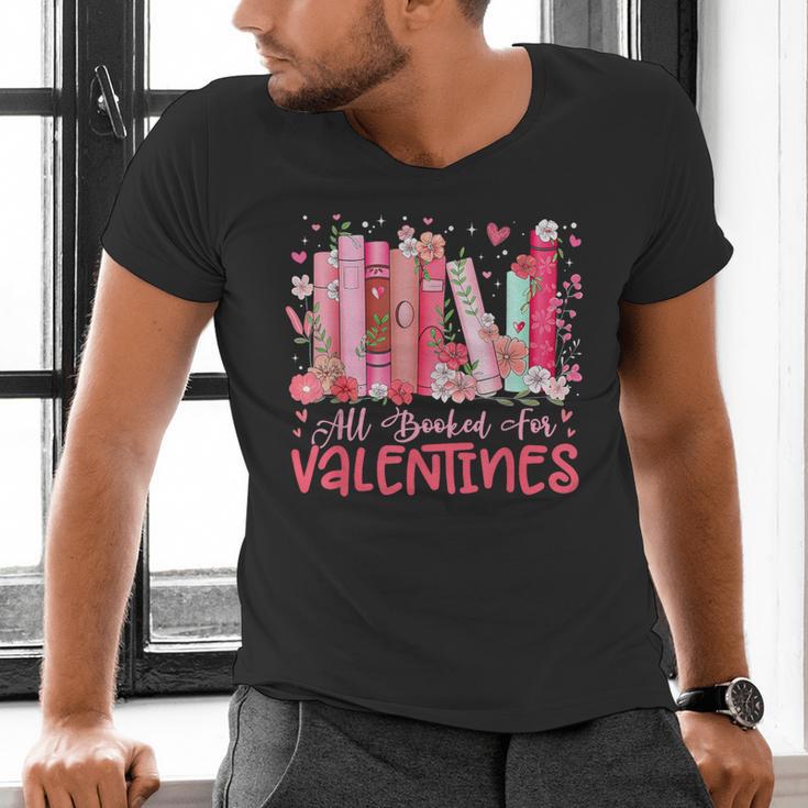 All Booked For Valentine Book Reading Women Girl Teacher Men's V-Neck T-Shirt All Booked For Valentine Book Reading Women Girl Teacher Men's V-Neck T-Shirt