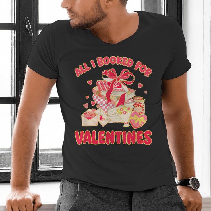 Booked For Valentine Books Lover Bookworm Librarian Teacher Men's V-Neck T-Shirt