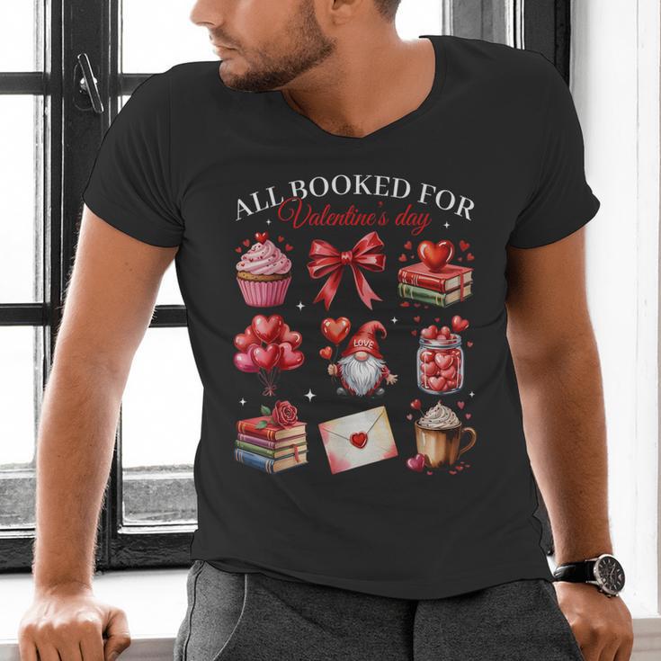 All Booked For Valentine Coquette Bow Girl Women Teacher Men's V-Neck T-Shirt