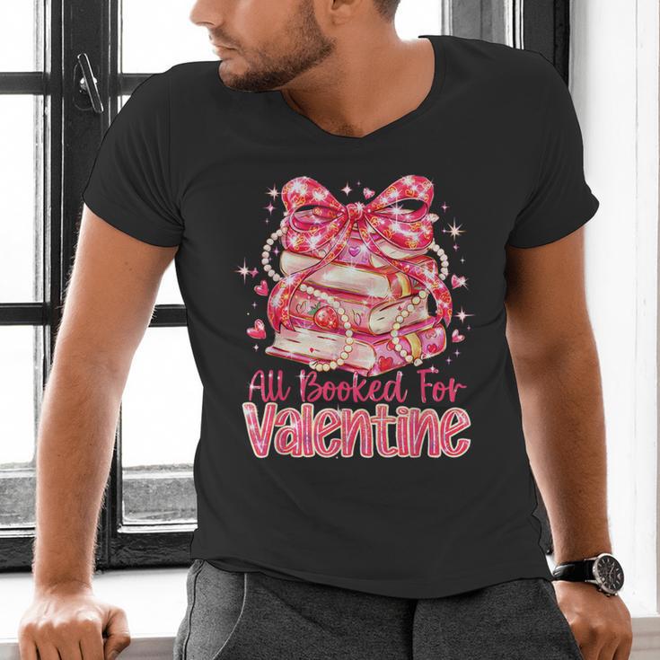 All Booked For Valentine Cute Pink Book Lover Aesthetic Men's V-Neck T-Shirt