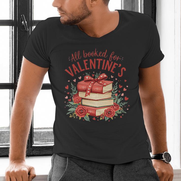All Booked For Valentine's Book Lovers Romantic Readers Men's V-Neck T-Shirt