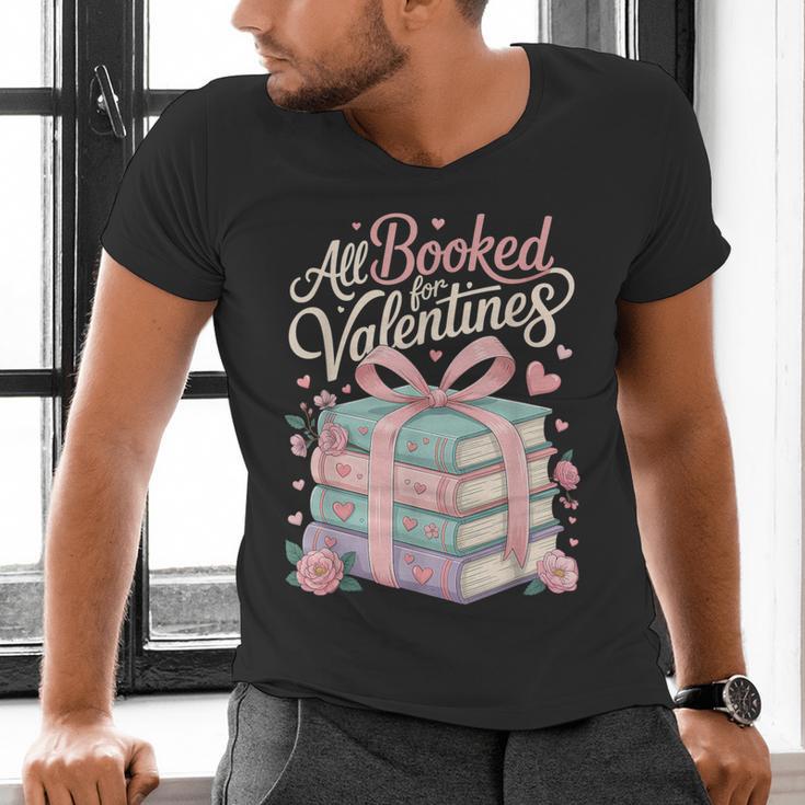All Booked For Valentines Stacked Books Men's V-Neck T-Shirt