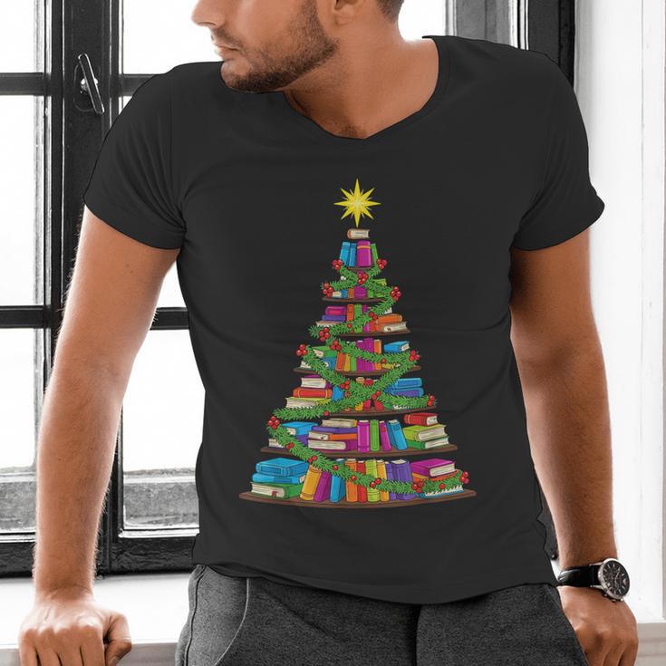 Bookmas Christmas Book Tree Book Lover English Teacher Men's V-Neck T-Shirt