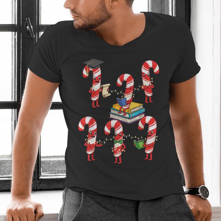 Bookmas Christmas Books Shirt Candy Cane Bookworm Men's V-Neck T-Shirt