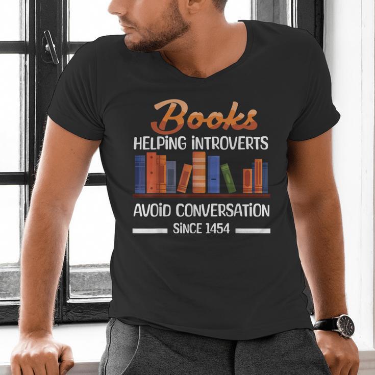 Books Helping Introverts Avoid Conversation Book Reading Men's V-Neck T-Shirt