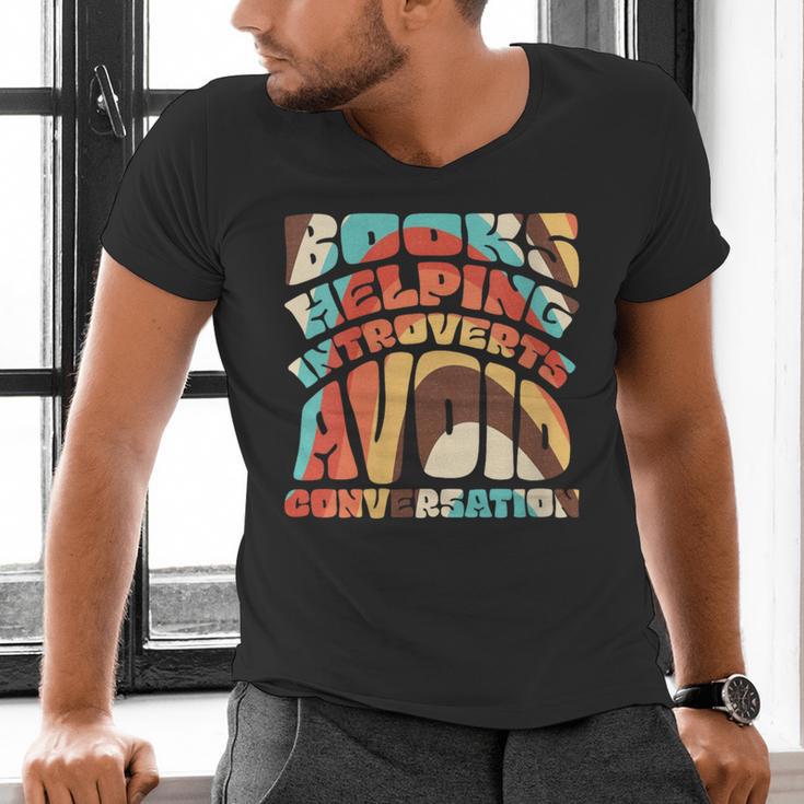 Books Helping Introverts Avoid Conversation Men's V-Neck T-Shirt Books Helping Introverts Avoid Conversation Men's V-Neck T-Shirt