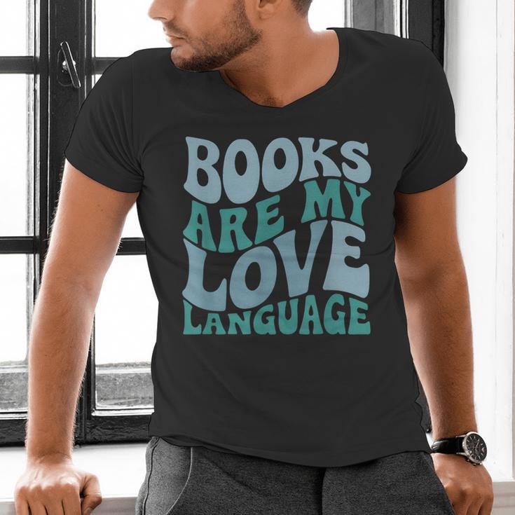 Books Are My Love Language Retro Book Quote Men's V-Neck T-Shirt
