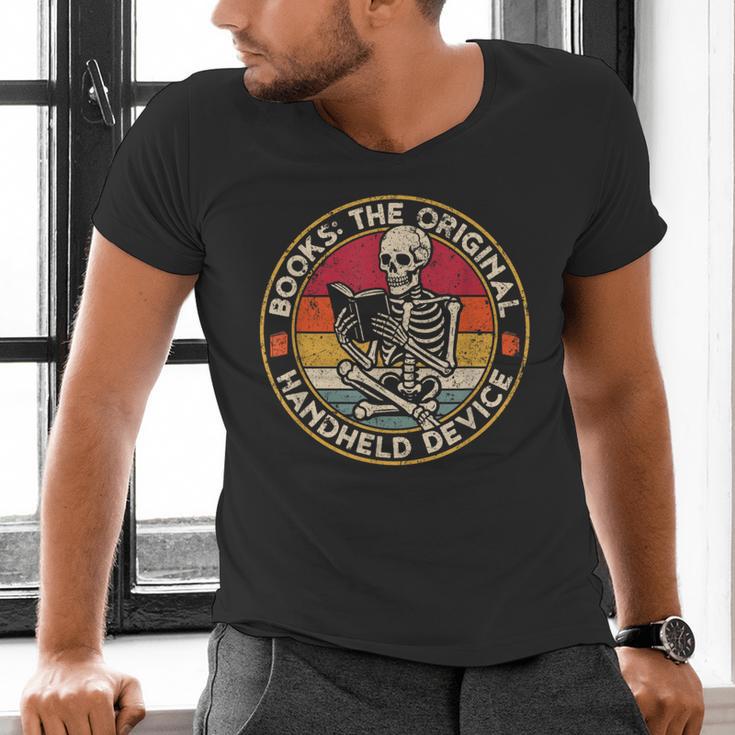 Books The Original Handheld Device Vintage Book Reading Men's V-Neck T-Shirt