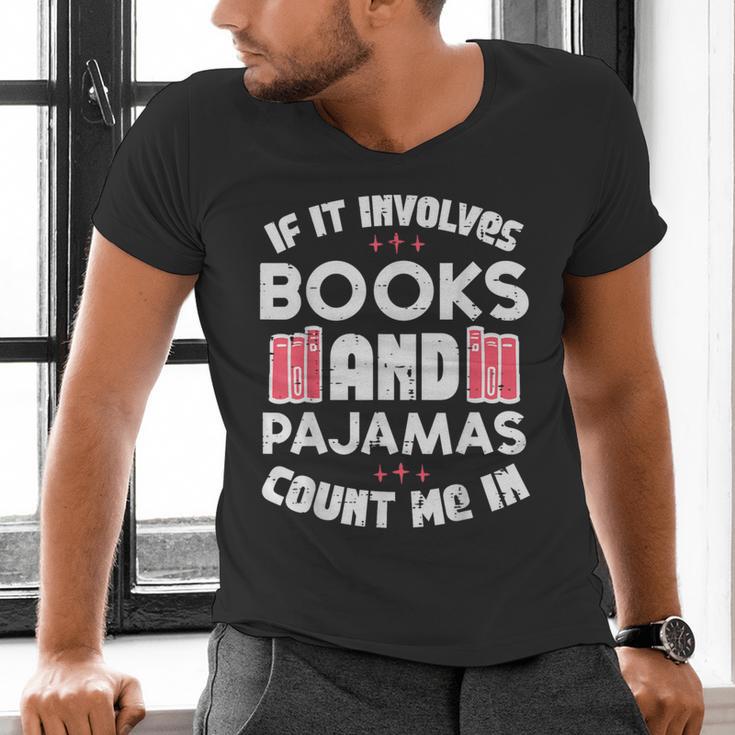 Books Pajamas Read Reading Book Librarian Women Girls Men's V-Neck T-Shirt Books Pajamas Read Reading Book Librarian Women Girls Men's V-Neck T-Shirt