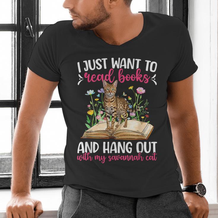 Books And My Savannah Cat Owner Savannah Cat Lover Men's V-Neck T-Shirt Books And My Savannah Cat Owner Savannah Cat Lover Men's V-Neck T-Shirt