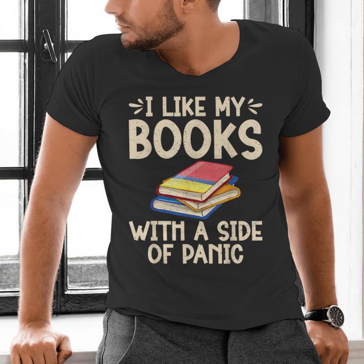 I Like My Books With a Side Of Panic Thriller Men's V-Neck T-Shirt