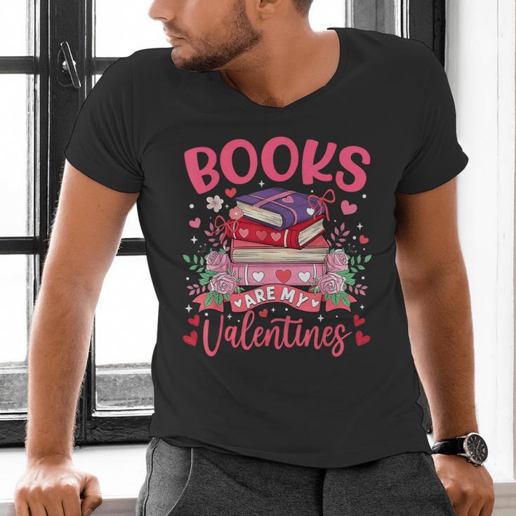 Books Are My Valentine Coquette Bow Book Flower Girl Women Men's V-Neck T-Shirt