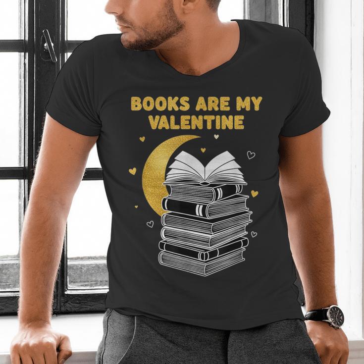Books Are My Valentine Cute Book Lover Valentine's Day Men's V-Neck T-Shirt