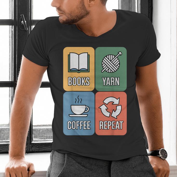 Books Yarn Coffee Repeat Crocheting Men's V-Neck T-Shirt