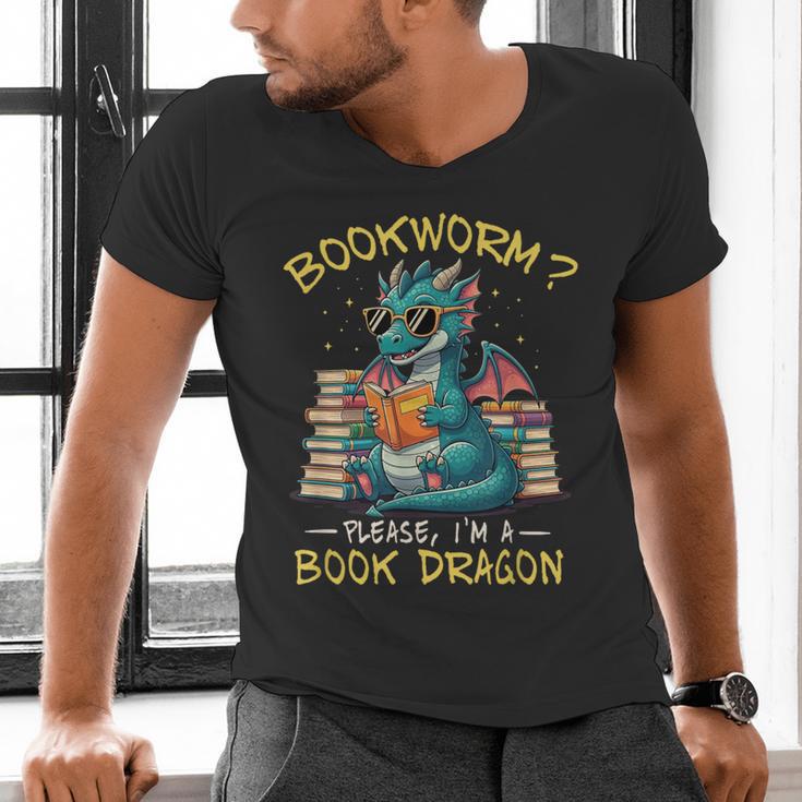 Bookworm I'm A Book Dragon Reading Books Bookish Book Lover Men's V-Neck T-Shirt