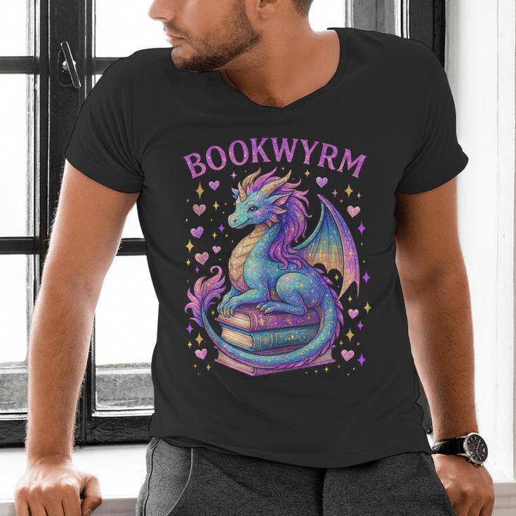 Bookwyrm Just a Girl Who Loves Dragons Books Dragon Reader Men's V-Neck T-Shirt
