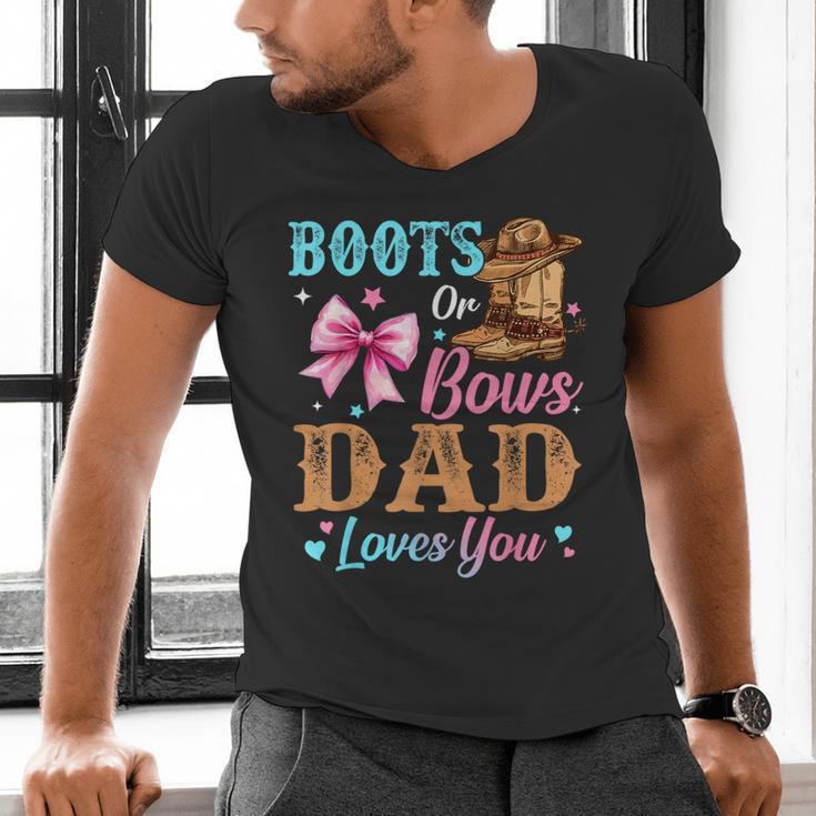 Boots Or Bows Dad Loves You Gender Reveal Daddy Men's V-Neck T-Shirt