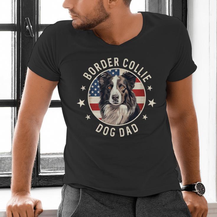 Border Collie Dog Owner For Men Border Collie Dad Men's V-Neck T-Shirt