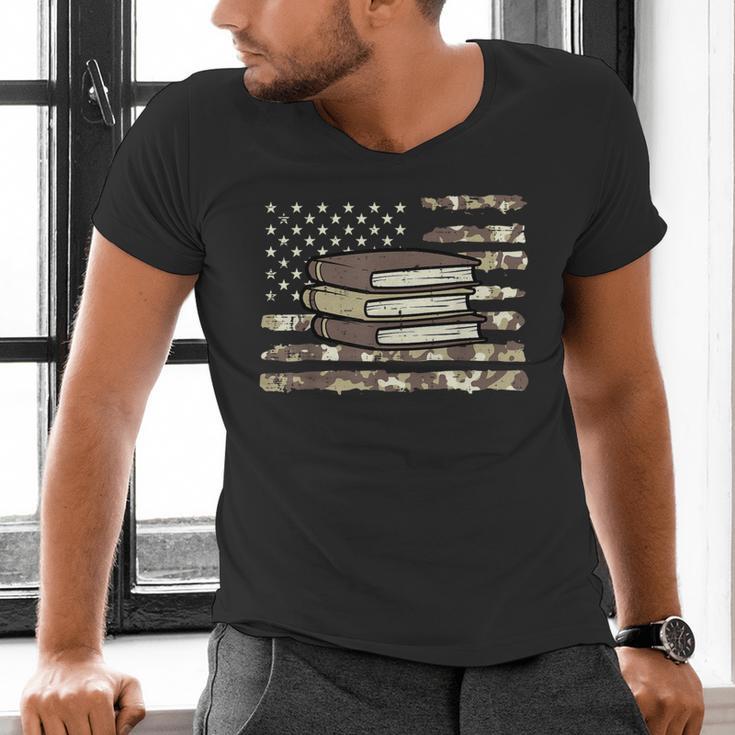 Camo Across America Read Reading Book Librarian Men Women Men's V-Neck T-Shirt Camo Across America Read Reading Book Librarian Men Women Men's V-Neck T-Shirt