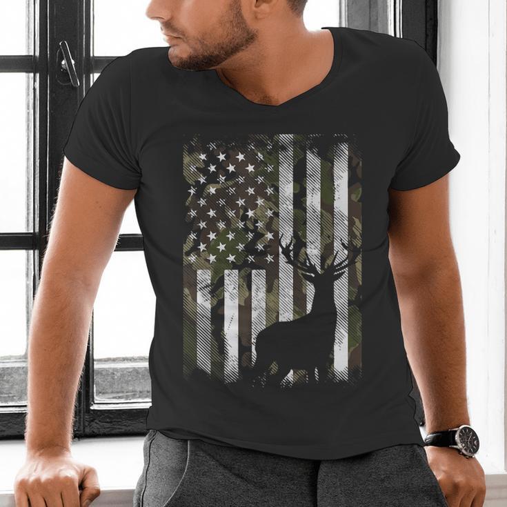 Camo US Flag Deer Elk Buck Camoflage Hunting Hunter Dad Short Sleeve Men's V-Neck T-Shirt Camo US Flag Deer Elk Buck Camoflage Hunting Hunter Dad Short Sleeve Men's V-Neck T-Shirt