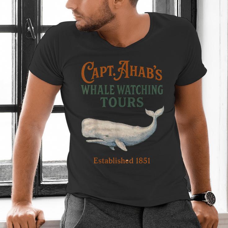 Captain Ahab’s Whale Watching Tours – Moby Book Parody Men's V-Neck T-Shirt