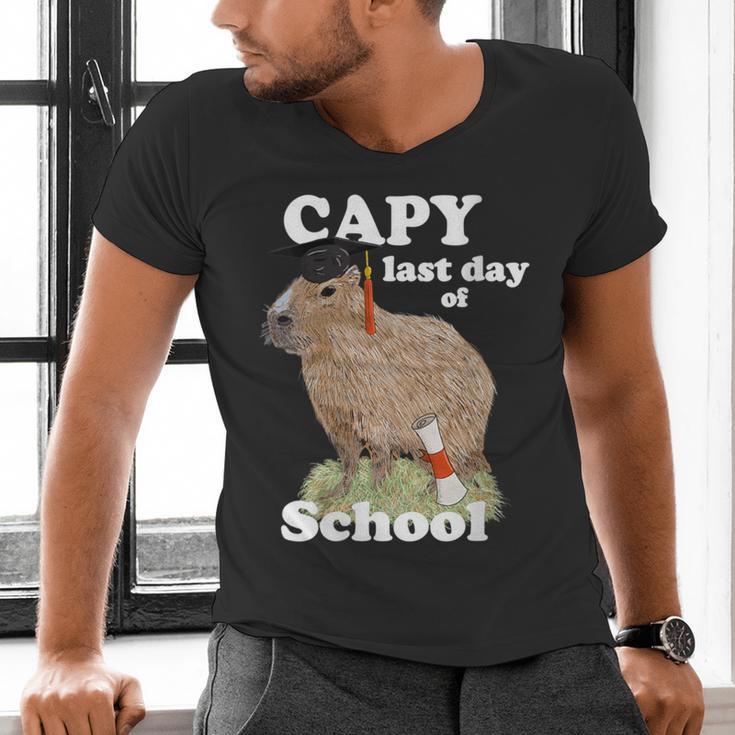 Capy Last Day Of School Capybara Graduation Quote Men's V-Neck T-Shirt