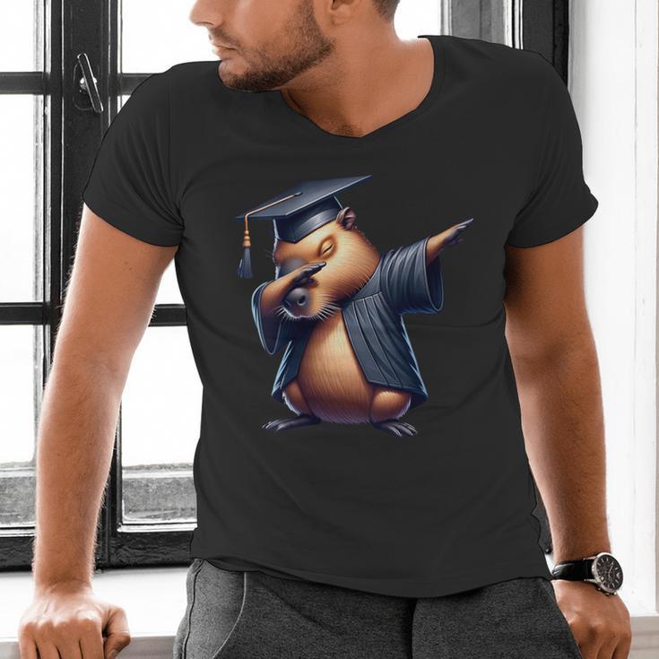 Capybara Graduation Dabbing Capy Wearing Graduate Gown Men's V-Neck T-Shirt