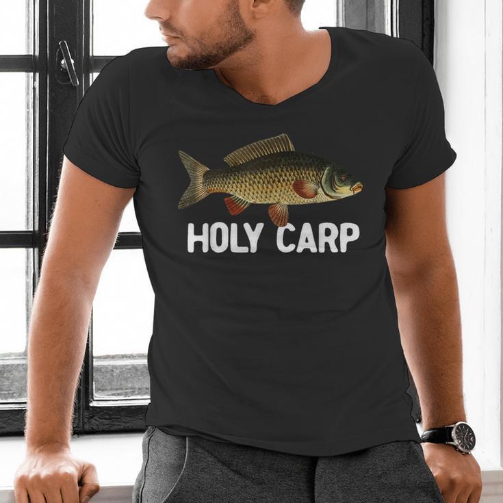 Carp Fish Pun Fishing Trip Fisherman Dad Holy Carp Men's V-Neck T-Shirt
