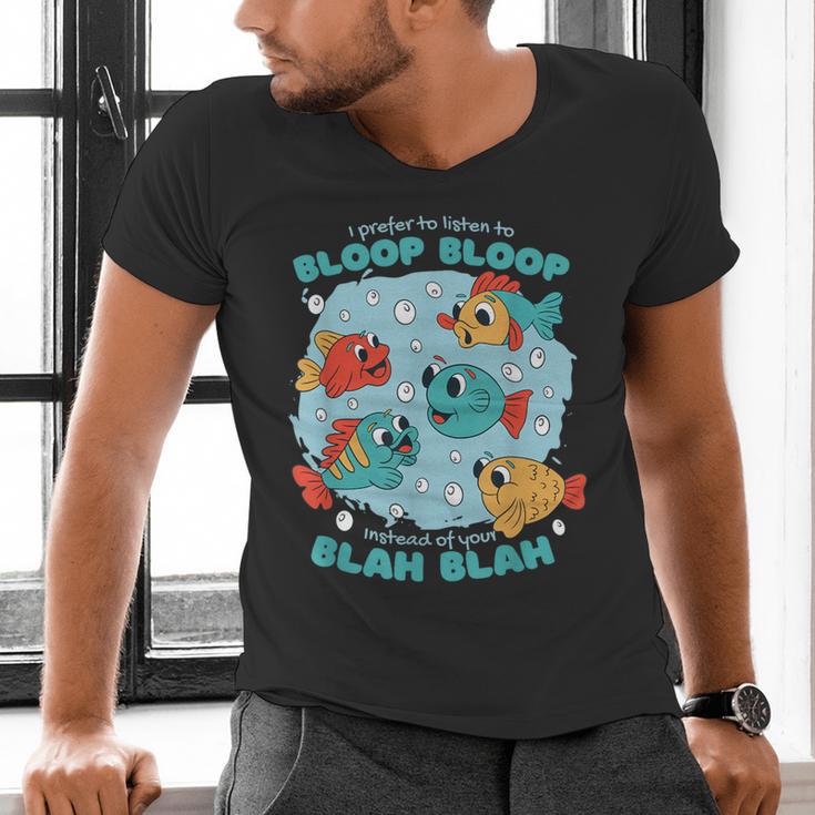 Cartoon Sarcasm Anti-Social Nihilism Introvert Fish Men's V-Neck T-Shirt Cartoon Sarcasm Anti-Social Nihilism Introvert Fish Men's V-Neck T-Shirt