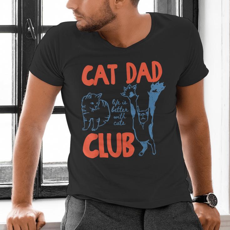 Cat Dad Club Life Is Better With Cats Cat Dad Retro Men's V-Neck T-Shirt