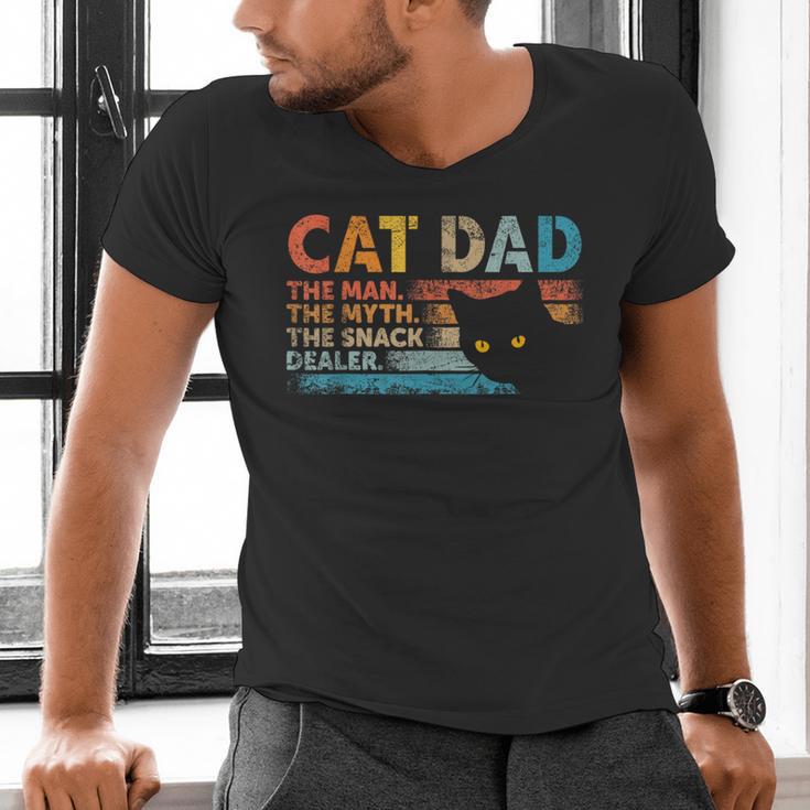 Cat Dad The Man The Myth Snack Dealer Fathers Day Men's V-Neck T-Shirt