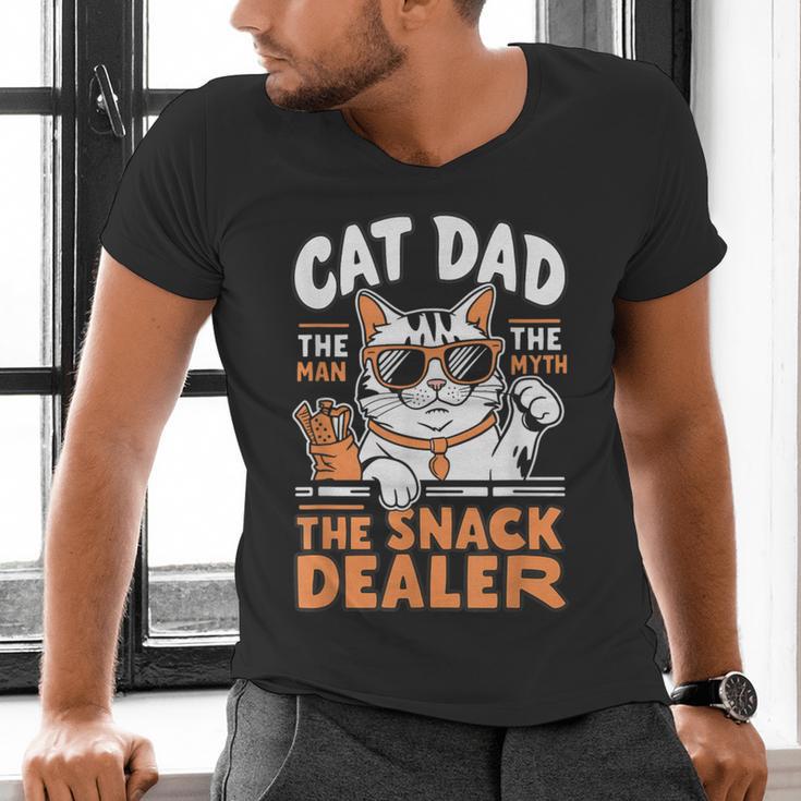 Cat Dad The Man The Myth The Snack Dealer Men's V-Neck T-Shirt