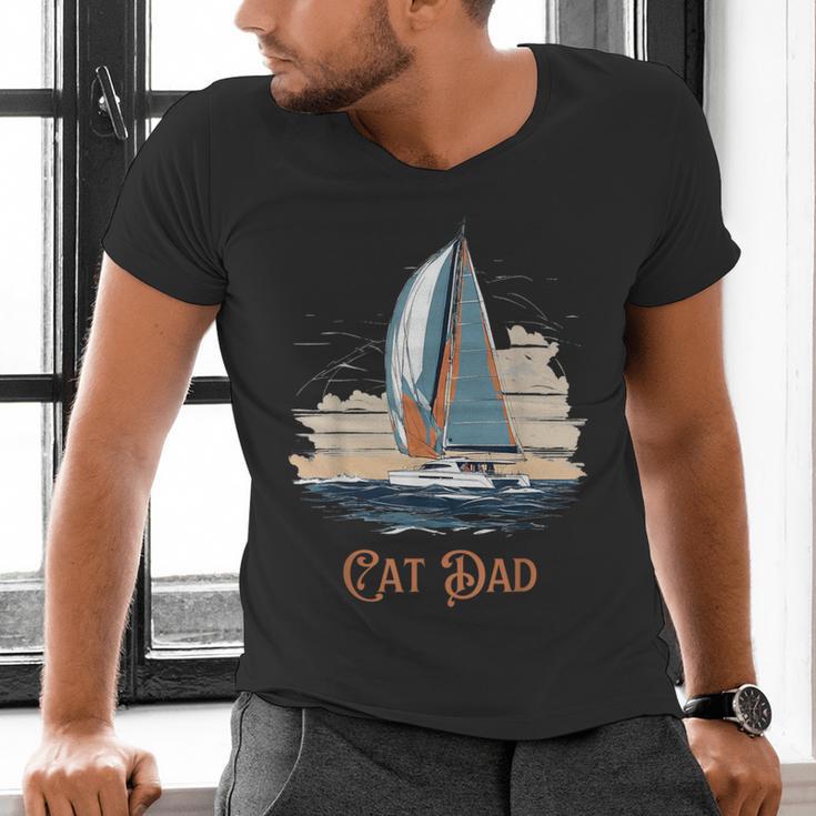 Cat Dad Vintage Catamaran Sailing Men's V-Neck T-Shirt