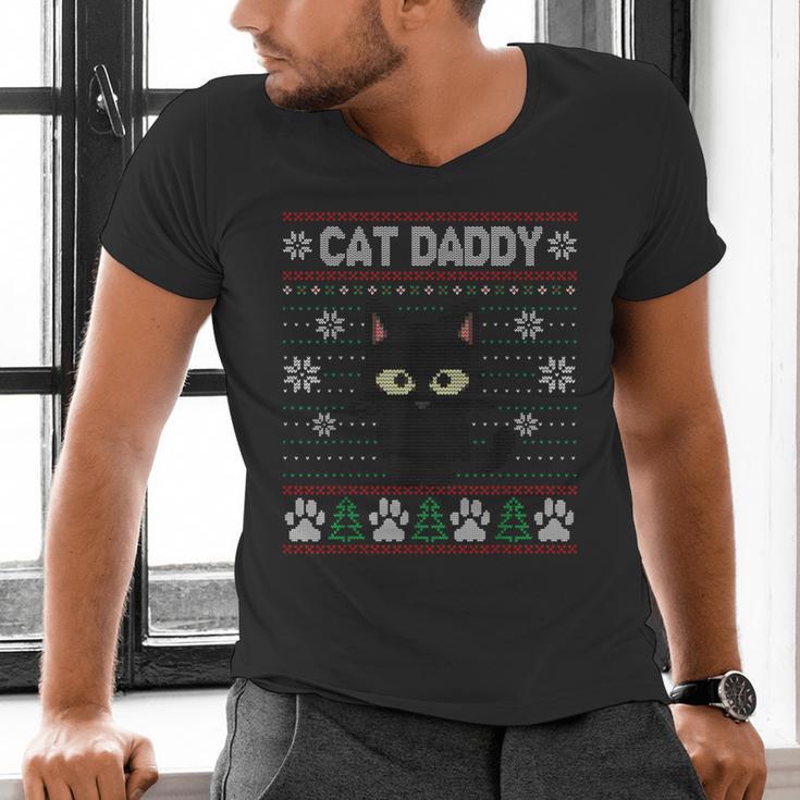 Cat Daddy Ugly Christmas Sweater Pajama Kitty Cat Lover Xmas Men's V-Neck T-Shirt