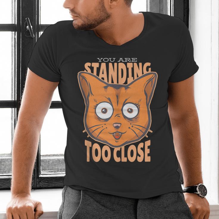 Cat Lover Antisocial Too Close Introvert People Hater Men's V-Neck T-Shirt Cat Lover Antisocial Too Close Introvert People Hater Men's V-Neck T-Shirt