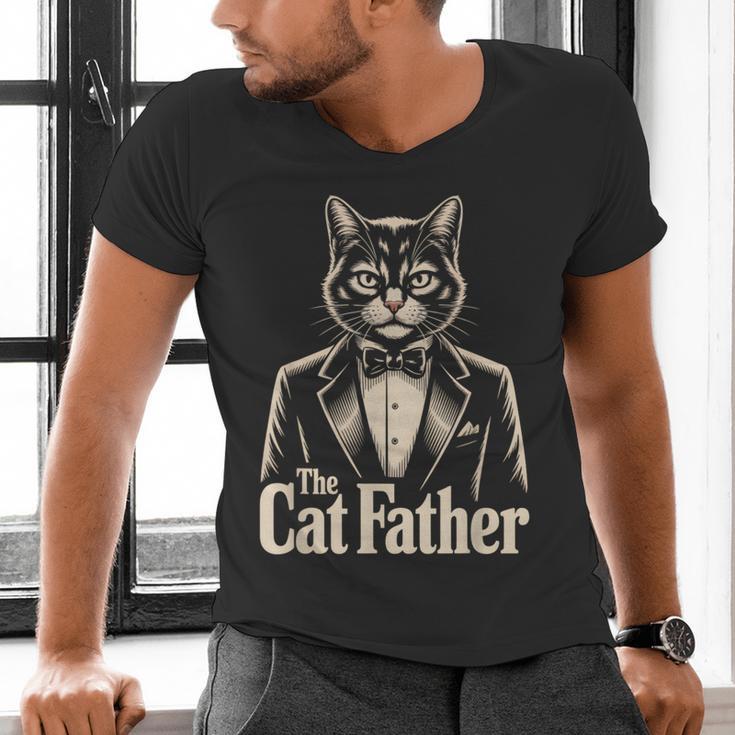 Cat Lover The CatFather Cat Dad Men's V-Neck T-Shirt