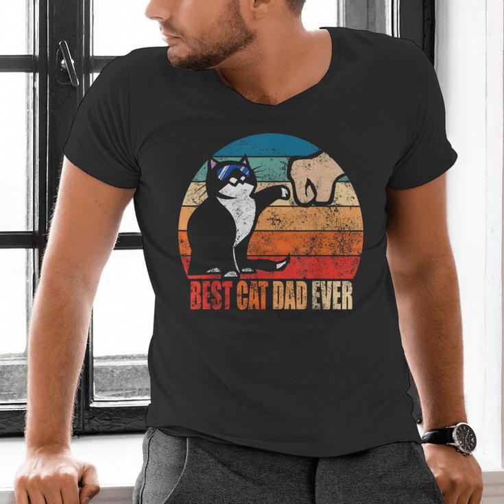 Cat Loving Daddy Fathers Day Mens None Best Cat Dad Ever Paw Fist Bump Fathers Day TeeShirt Small US Men's V-Neck T-Shirt