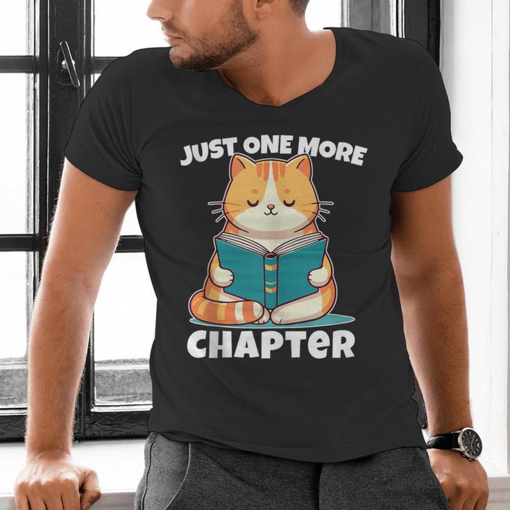 Cat Reading Books Bookworm Read One More Chapter Men's V-Neck T-Shirt Cat Reading Books Bookworm Read One More Chapter Men's V-Neck T-Shirt